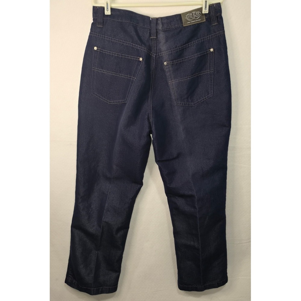 OTB One Tough Brand Mens Dark Wash Straight Leg Denim Jeans Indigo Blue - Picture 2 of 6